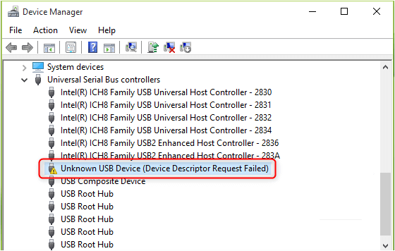 dispositivo usb non conosciuto