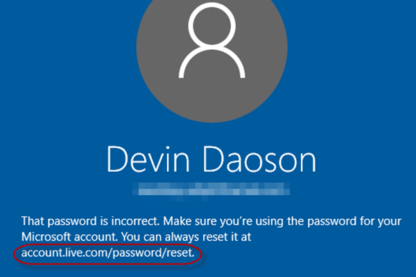 Ripristino della password Microsoft