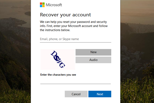 Recupero dell'account Microsoft