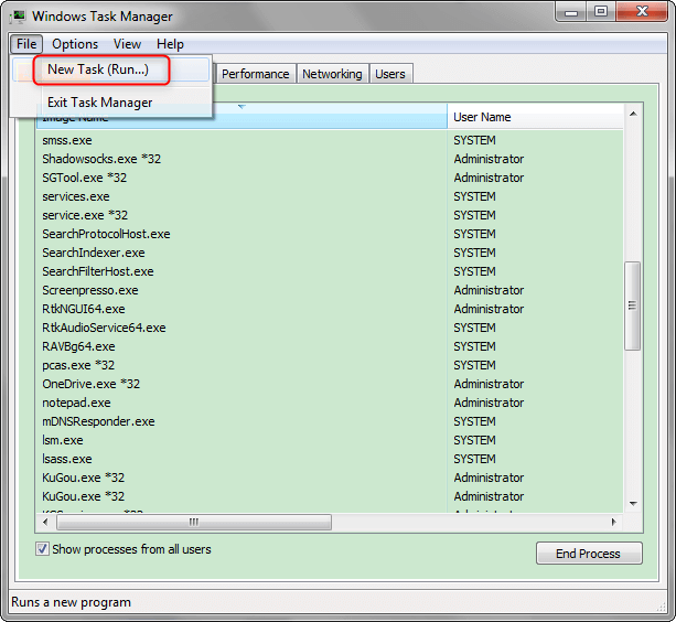 creare una nuova attività in task manager