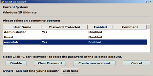 Cancella la password