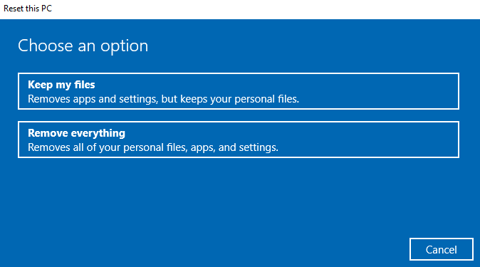 Ripristinare il PC in Windows 10