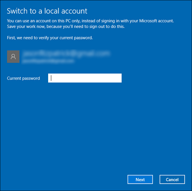 inserire la password dell'account Microsoft