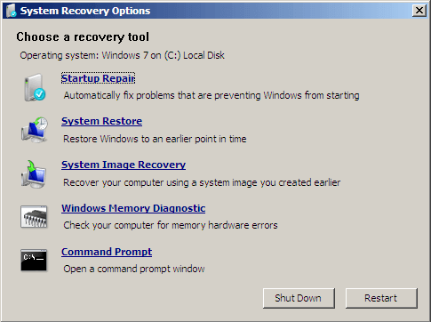 riparazione dell'avvio di Windows 7