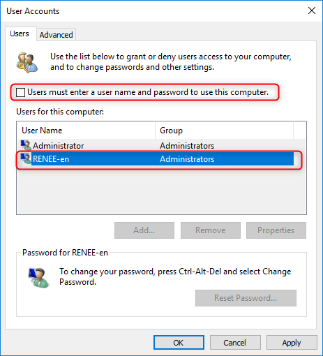 abilitare il login automatico Windows 7