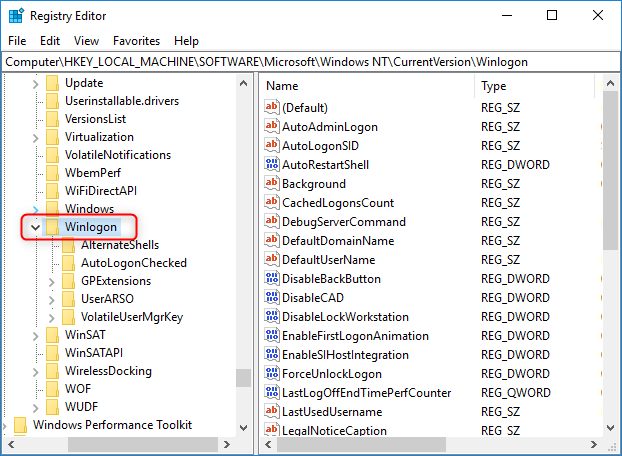 Windows 10 winlogon