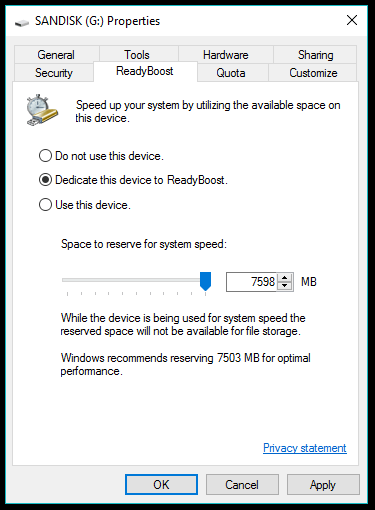 ReadyBoost su Windows 10
