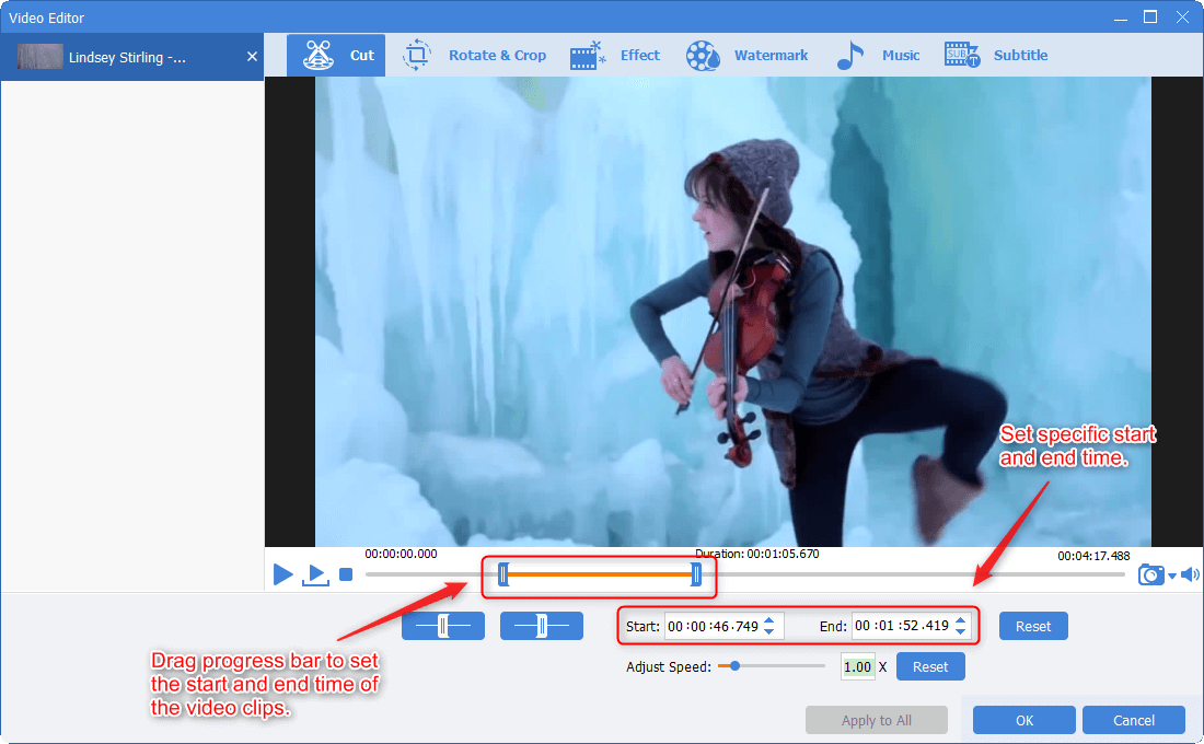 tagliare clip video in renee video editor pro