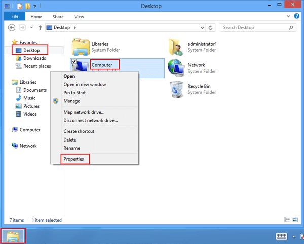 accedere alle proprietà del computer in Windows 8