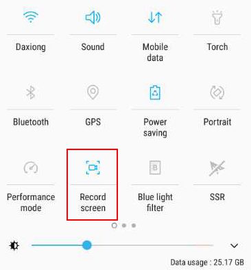 registratore dello schermo su Samsung S9