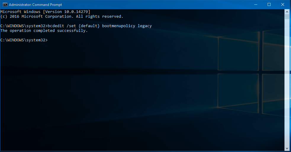 bcdedit windows 10