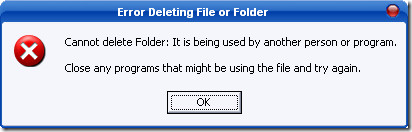 impossibile eliminare il file in uso