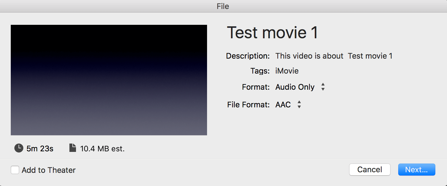 imovie salva solo l'audio