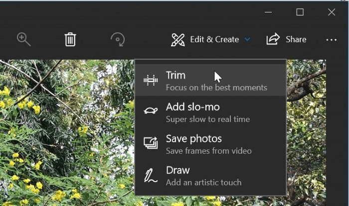 Ritagliare i file video in Windows 10 utilizzando l'app Foto