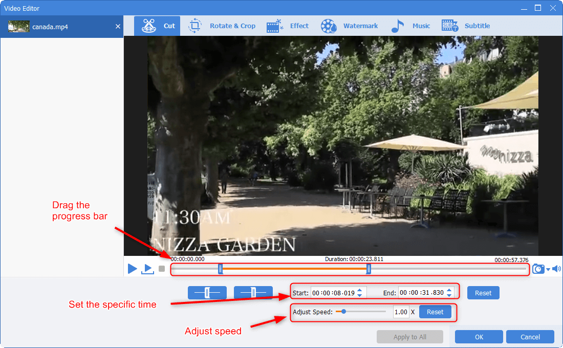 utilizzare renee video editor pro per tagliare i video