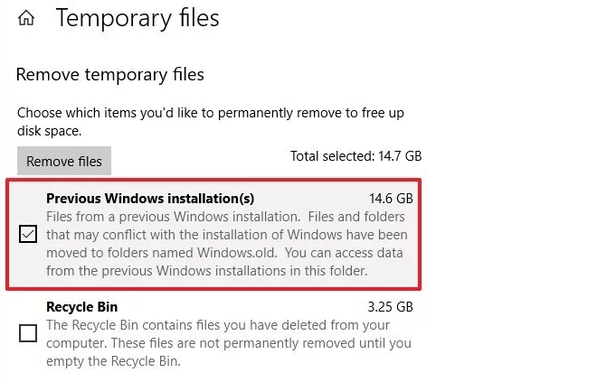 Rimuovere l'installazione precedente di Windows