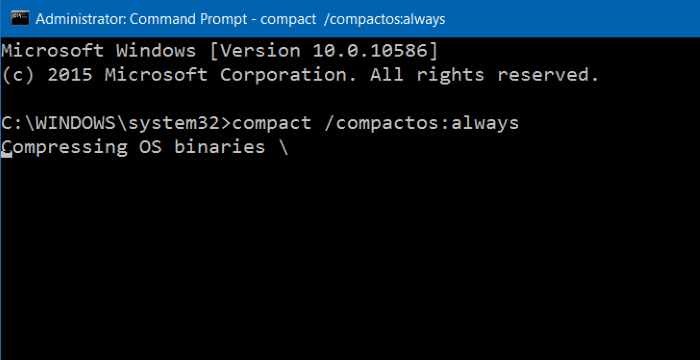 compactosalways nel prompt dei comandi