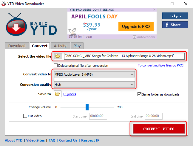 convertire in mp3 con YTD video downloader