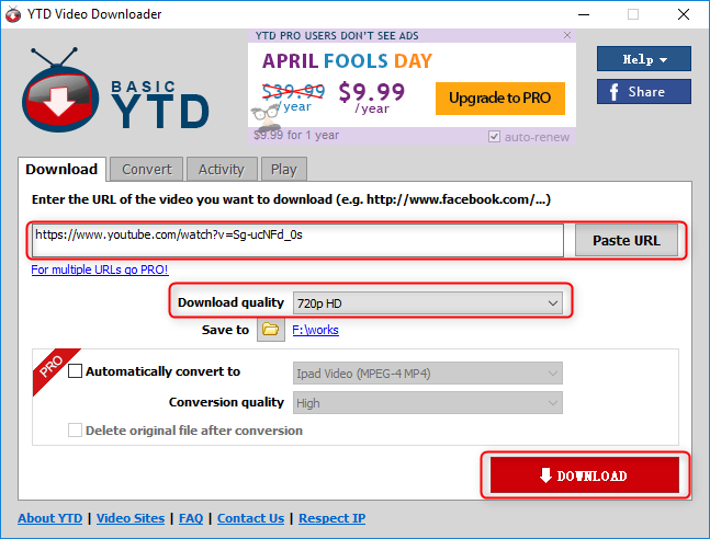 scaricare audio da youtube con YTD video downloader