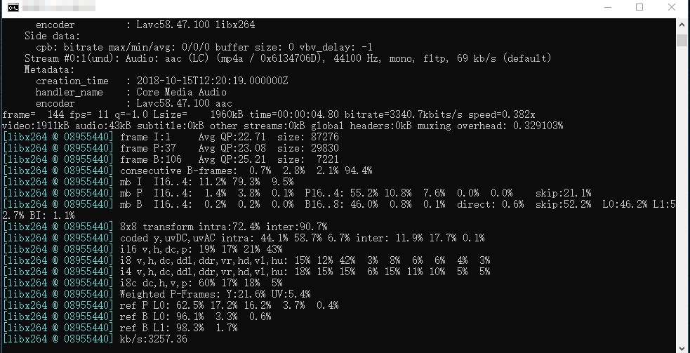 terminare la conversione di mov in mpe con il convertitore di film ffmpeg