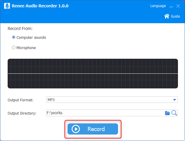 registrare i suoni del computer nel registratore audio renee