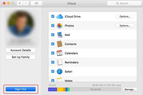 uscire da iCloud