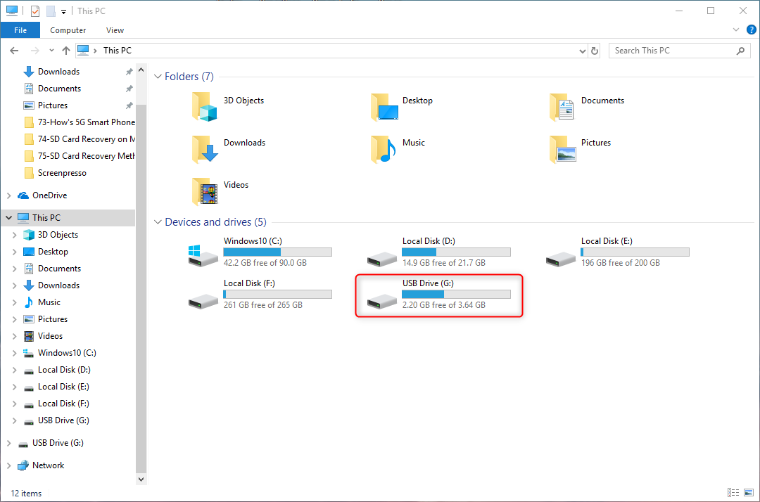 selezionare il dispositivo USB di destinazione