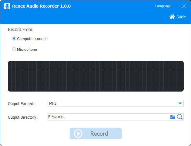 impostare i suoni del computer prima della registrazione in renee audio tools