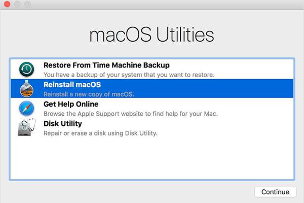 reinstallare per ripristinare i dati di fabbrica di macos