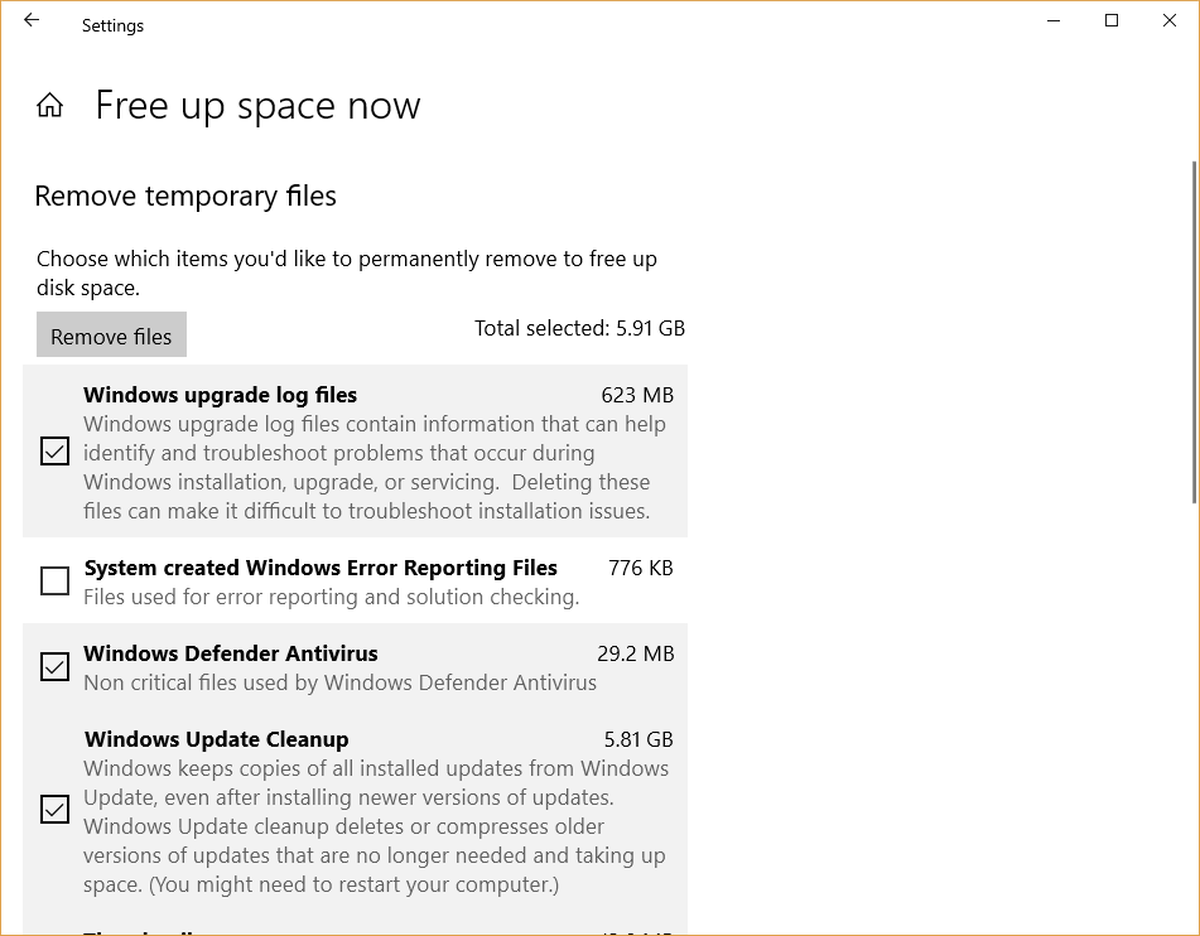 eliminare o rimuovere i file temporanei in Windows 10