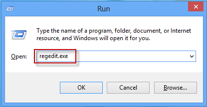 eseguire regedit exe e aprire l'editor del registro di sistema