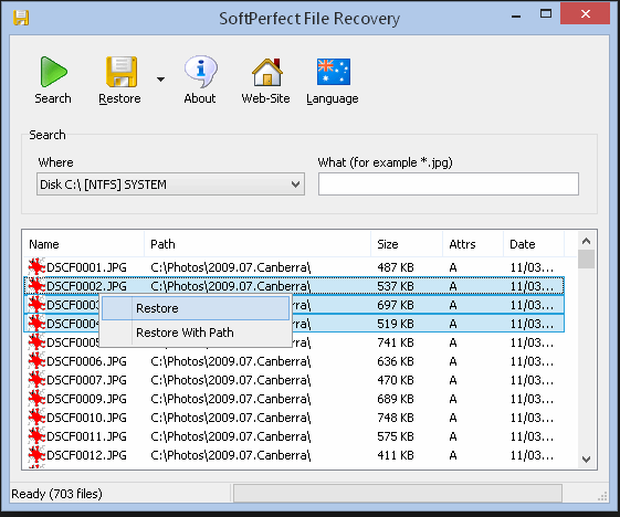 softperfect gratuito per il recupero delle schede sd