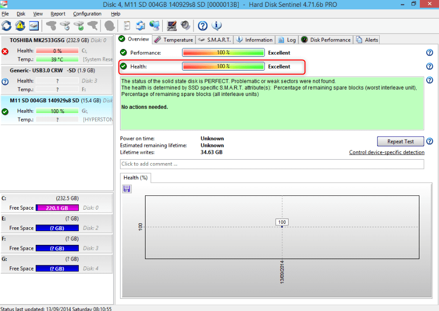 utilizzare Disk generic per ottenere informazioni sulla durata della scheda SD