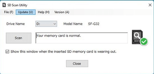 La scheda SD è normale nell'utilità di scansione SD