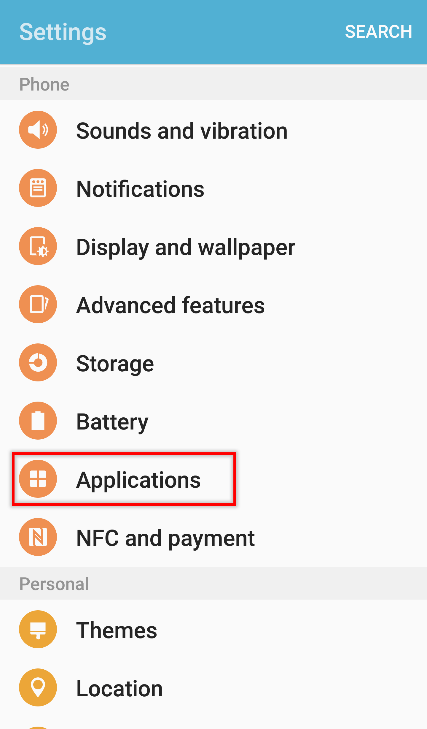 inserire le applicazioni nelle impostazioni di samsung