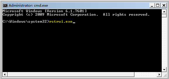digitare rstrui exe per il ripristino di fabbrica di Windows 7
