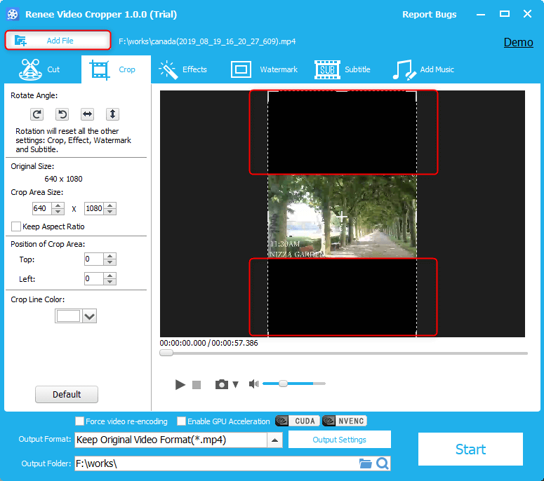 tagliare le barre nere in renee video editor