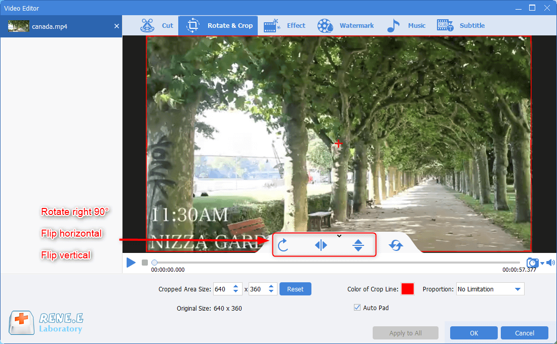 utilizzare renee video editor pro per modificare la visualizzazione dello schermo video