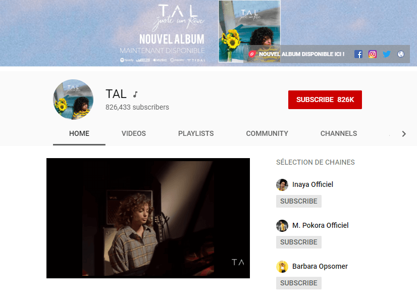 un canale musicale youtube dalla francia tal