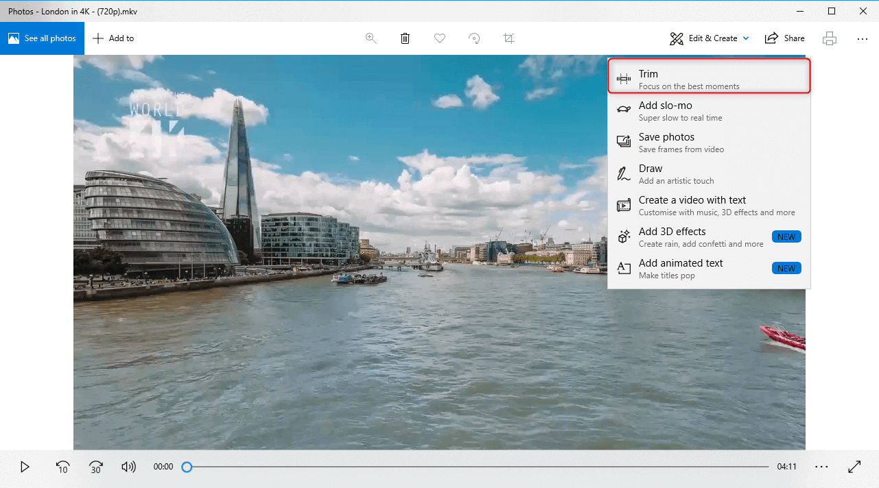 utilizzare windows photos come splitter video
