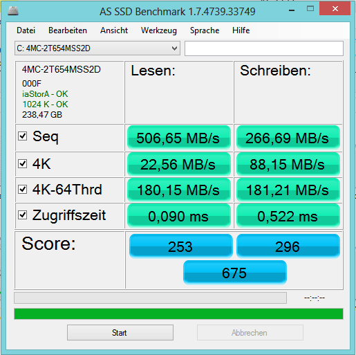 Eseguire il controllo dello stato di salute dell'ssd con as ssd benchmark