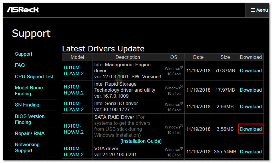 aggiornare il driver del controller se l'unità disco non viene visualizzata