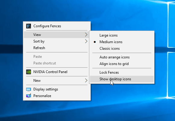 controllare la visualizzazione delle icone del desktop in Windows