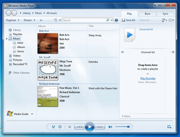 lanciare windows media player