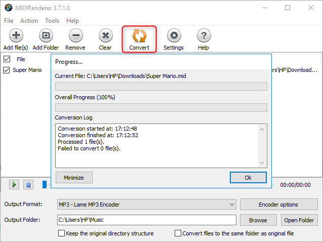 utilizzare midirenderer per convertire midi in mp3