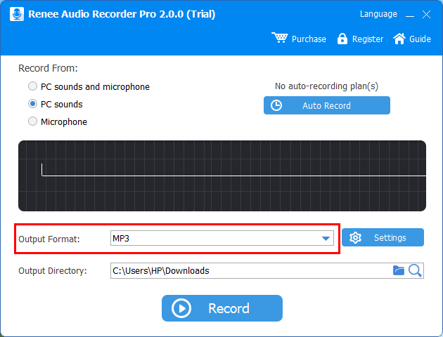 musica online in mp3 impostare mp3 come formato di uscita in renee audio recorder pro