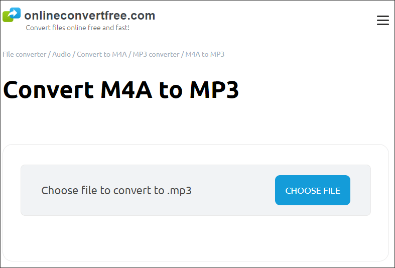 utilizzare onlineconvertfree per convertire m4a in mp3