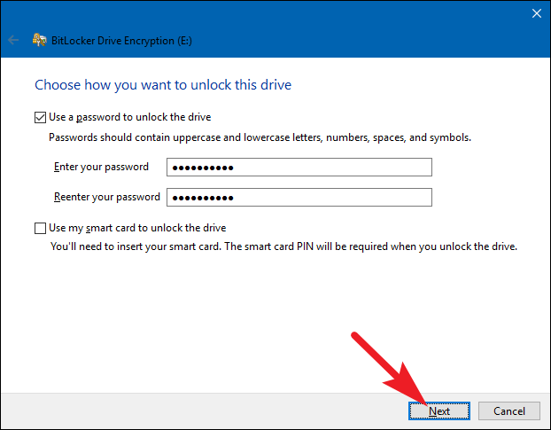 impostare la password per bitlocker