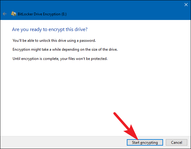 avviare la crittografia in bitlocker