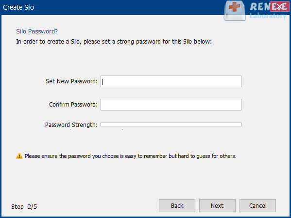 impostare una nuova password per il disco virtuale in renee secure silo